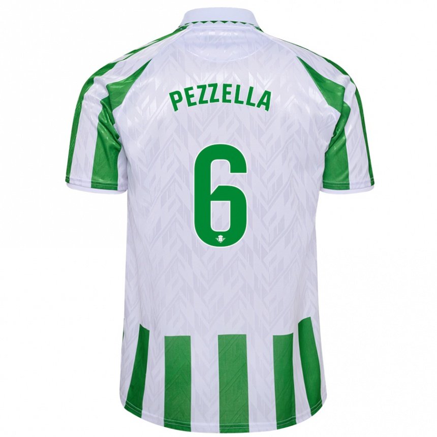 Vaikiškas Germán Pezzella #6 Žalia Baltos Juostelės Namų Marškinėliai 2024/25 T-Shirt