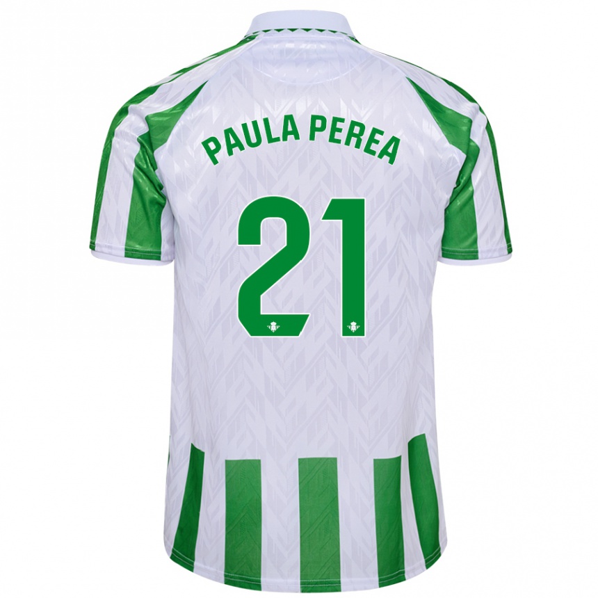 Vaikiškas Paula Perea Ramírez #21 Žalia Baltos Juostelės Namų Marškinėliai 2024/25 T-Shirt