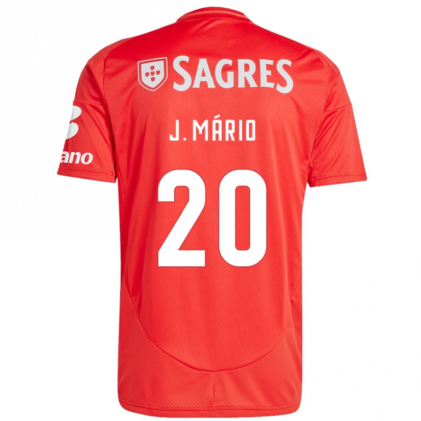 Vaikiškas João Mário #20 Raudona Balta Namų Marškinėliai 2024/25 T-Shirt