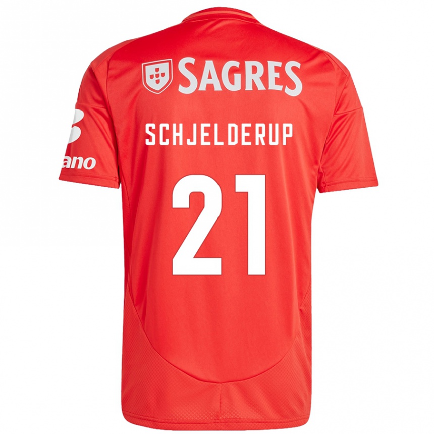 Vaikiškas Andreas Schjelderup #21 Raudona Balta Namų Marškinėliai 2024/25 T-Shirt