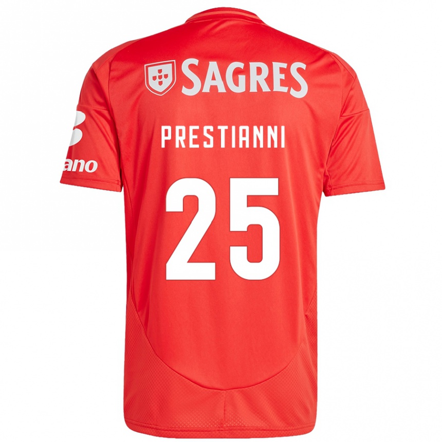 Vaikiškas Gianluca Prestianni #25 Raudona Balta Namų Marškinėliai 2024/25 T-Shirt