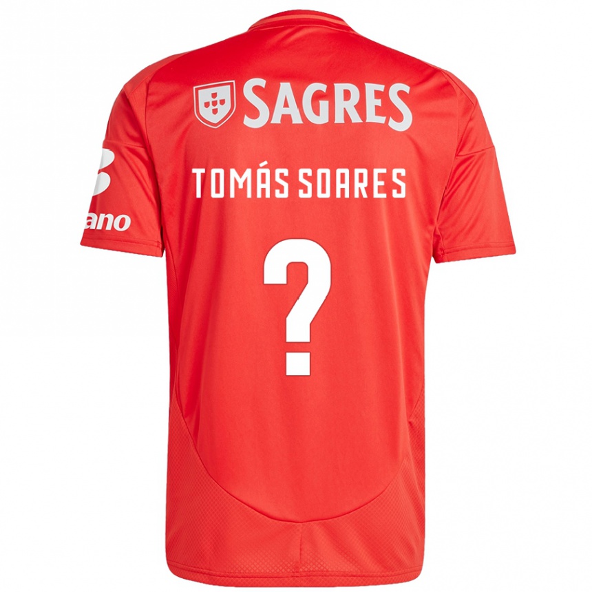 Vaikiškas Tomás Soares #0 Raudona Balta Namų Marškinėliai 2024/25 T-Shirt