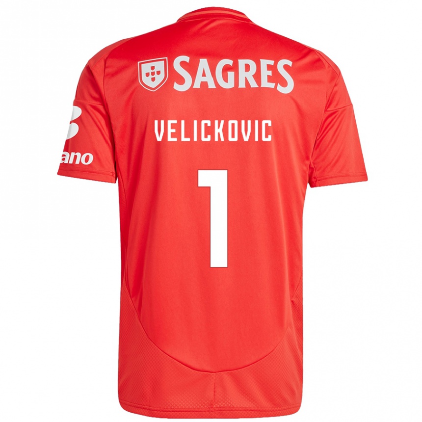 Vaikiškas Luka Velickovic #1 Raudona Balta Namų Marškinėliai 2024/25 T-Shirt