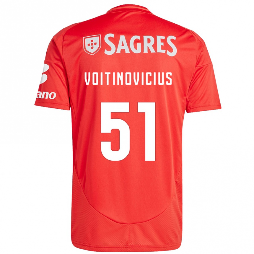 Vaikiškas Arnas Voitinovicius #51 Raudona Balta Namų Marškinėliai 2024/25 T-Shirt