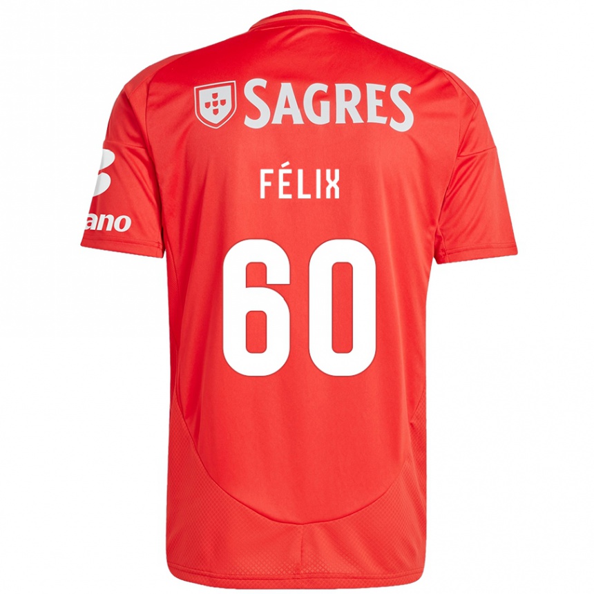 Vaikiškas Nuno Félix #60 Raudona Balta Namų Marškinėliai 2024/25 T-Shirt