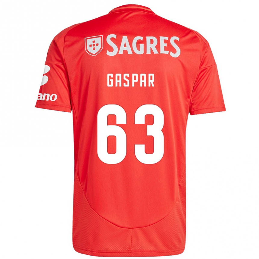 Vaikiškas Guilherme Gaspar #63 Raudona Balta Namų Marškinėliai 2024/25 T-Shirt