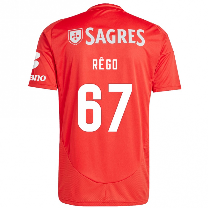 Vaikiškas Rodrigo Rêgo #67 Raudona Balta Namų Marškinėliai 2024/25 T-Shirt