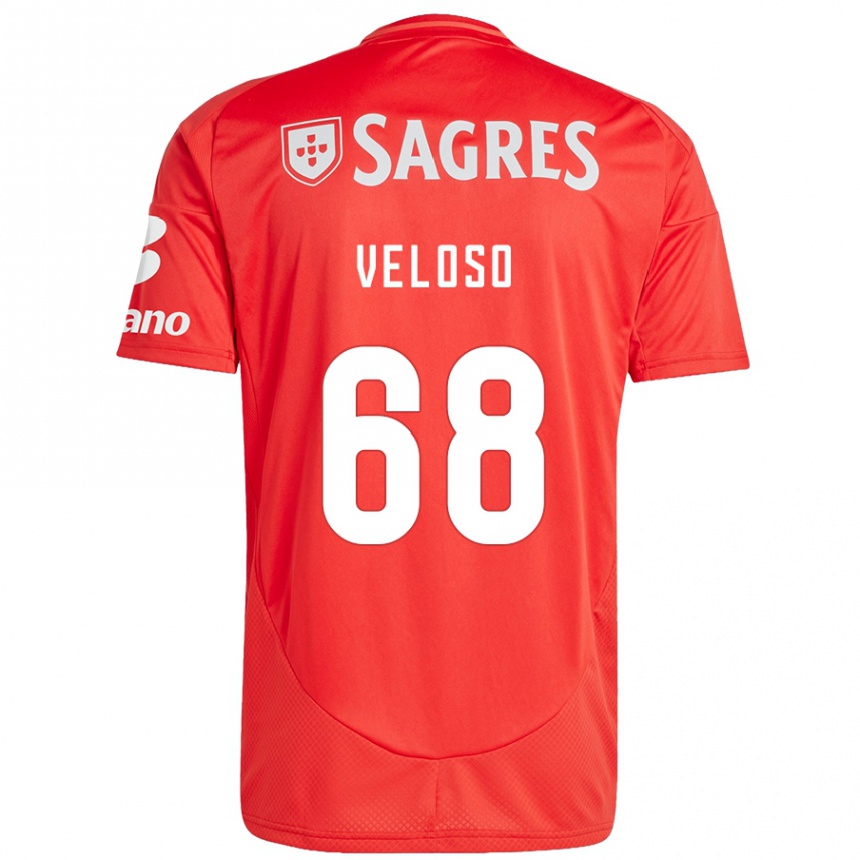 Vaikiškas João Veloso #68 Raudona Balta Namų Marškinėliai 2024/25 T-Shirt