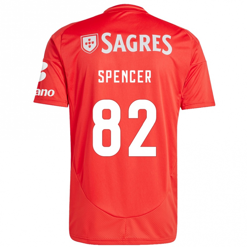 Vaikiškas Diogo Spencer #82 Raudona Balta Namų Marškinėliai 2024/25 T-Shirt