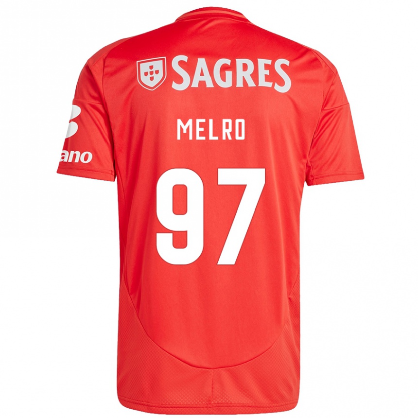 Vaikiškas José Melro #97 Raudona Balta Namų Marškinėliai 2024/25 T-Shirt