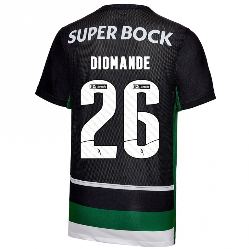 Vaikiškas Ousmane Diomande #26 Juoda Balta Žalia Namų Marškinėliai 2024/25 T-Shirt