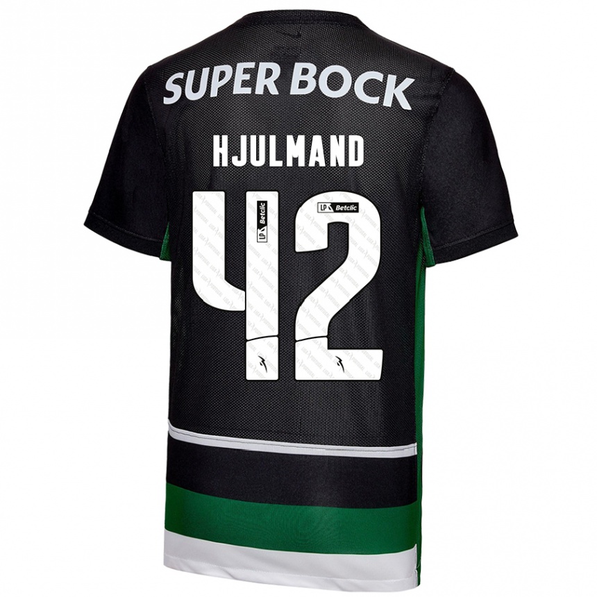 Vaikiškas Morten Hjulmand #42 Juoda Balta Žalia Namų Marškinėliai 2024/25 T-Shirt