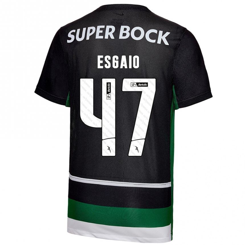 Vaikiškas Ricardo Esgaio #47 Juoda Balta Žalia Namų Marškinėliai 2024/25 T-Shirt