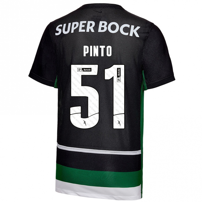 Vaikiškas Diogo Pinto #51 Juoda Balta Žalia Namų Marškinėliai 2024/25 T-Shirt