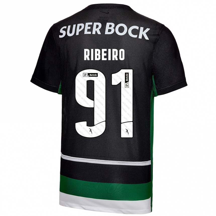 Vaikiškas Rodrigo Ribeiro #91 Juoda Balta Žalia Namų Marškinėliai 2024/25 T-Shirt