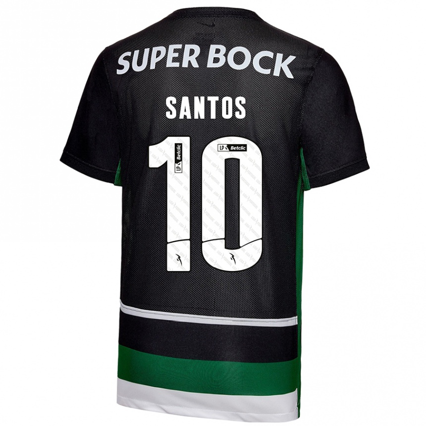 Vaikiškas Guilherme Santos #10 Juoda Balta Žalia Namų Marškinėliai 2024/25 T-Shirt