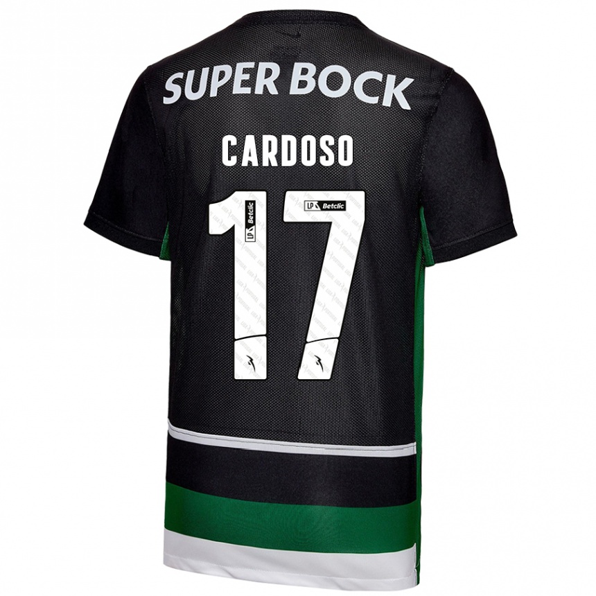 Vaikiškas Diogo Cardoso #17 Juoda Balta Žalia Namų Marškinėliai 2024/25 T-Shirt