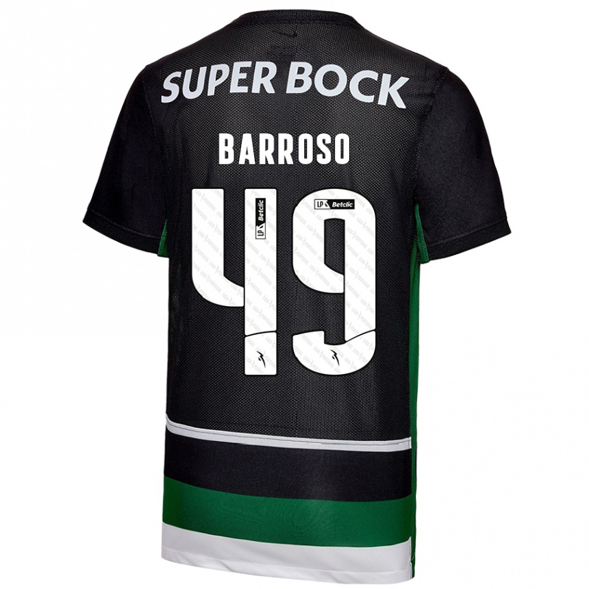 Vaikiškas Leonardo Barroso #49 Juoda Balta Žalia Namų Marškinėliai 2024/25 T-Shirt