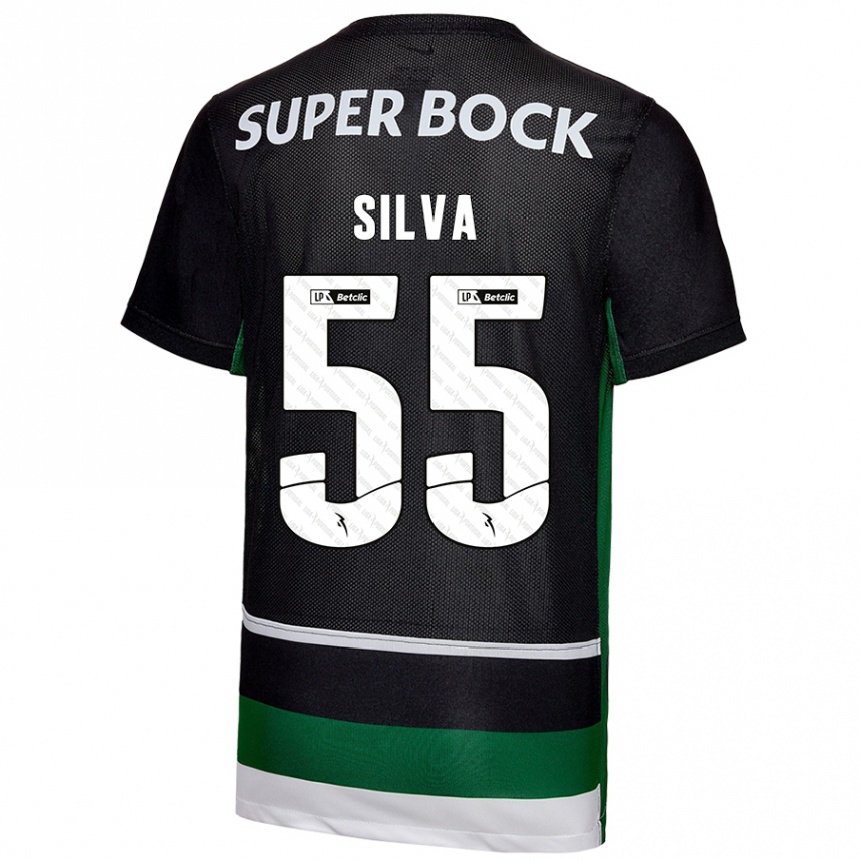 Vaikiškas José Silva #55 Juoda Balta Žalia Namų Marškinėliai 2024/25 T-Shirt