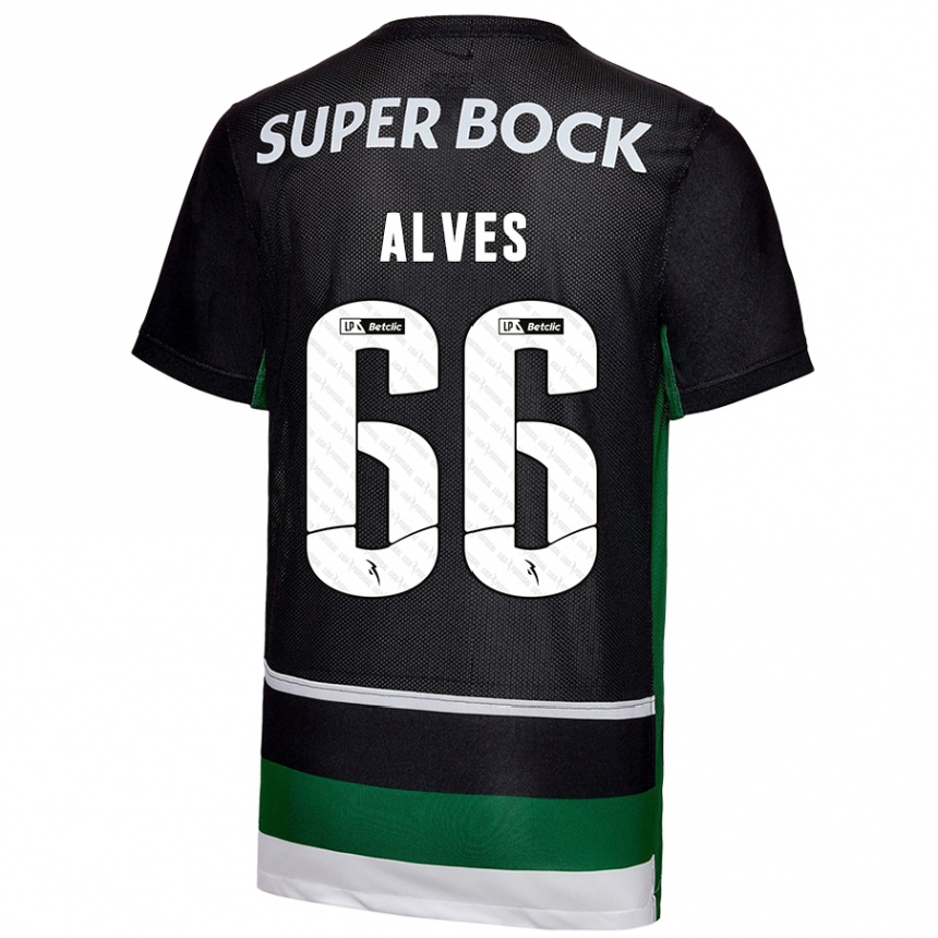 Vaikiškas Miguel Alves #66 Juoda Balta Žalia Namų Marškinėliai 2024/25 T-Shirt