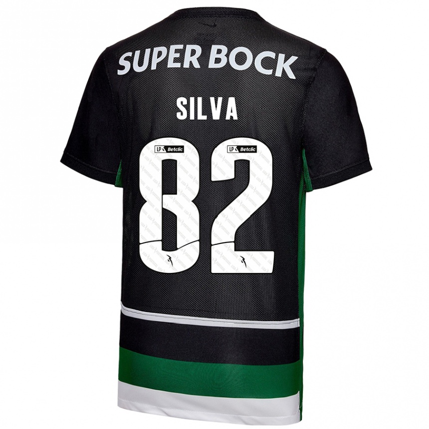 Vaikiškas Gabriel Silva #82 Juoda Balta Žalia Namų Marškinėliai 2024/25 T-Shirt