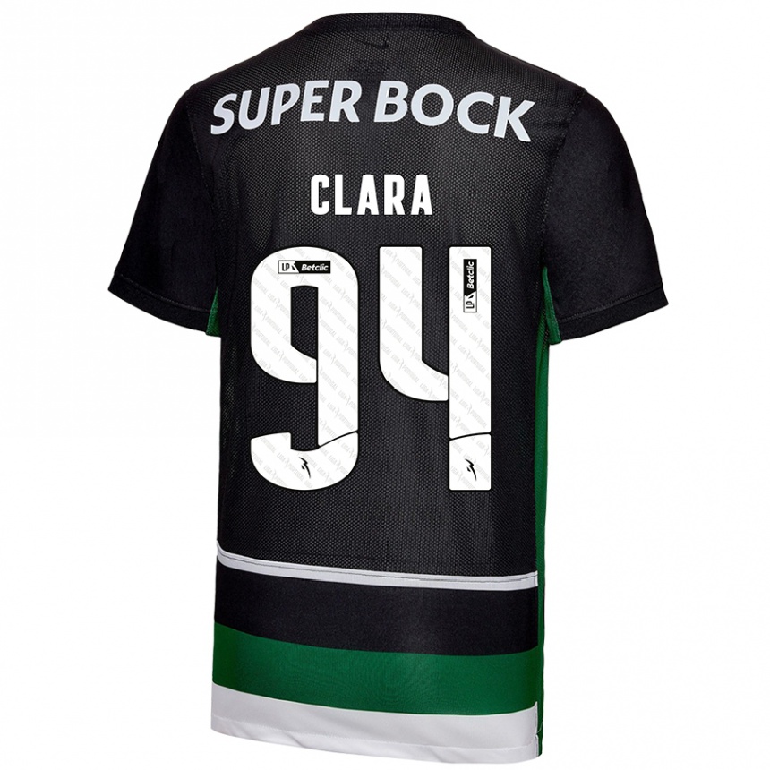 Vaikiškas Diogo Clara #94 Juoda Balta Žalia Namų Marškinėliai 2024/25 T-Shirt