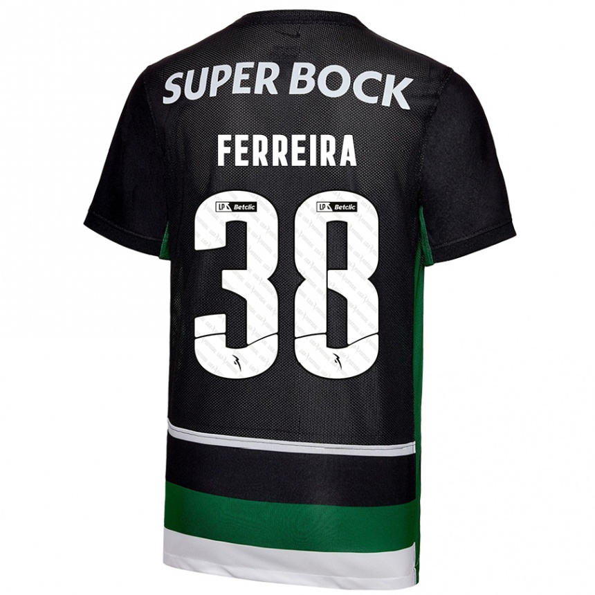 Vaikiškas Marta Ferreira #38 Juoda Balta Žalia Namų Marškinėliai 2024/25 T-Shirt