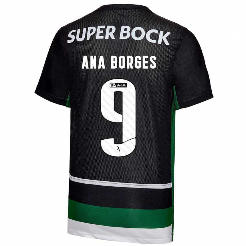 Vaikiškas Ana Catarina Marques Borges #9 Juoda Balta Žalia Namų Marškinėliai 2024/25 T-Shirt