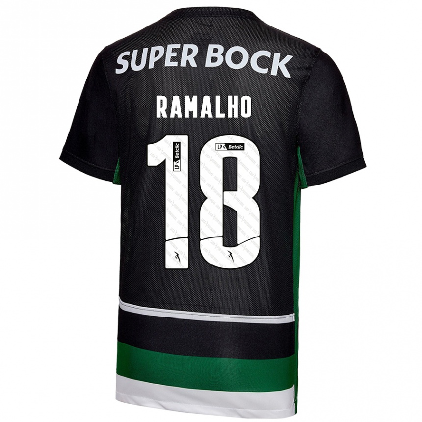 Vaikiškas Inês Filipa Ramalho Gonçalves #18 Juoda Balta Žalia Namų Marškinėliai 2024/25 T-Shirt