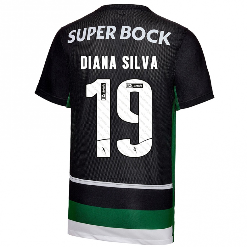 Vaikiškas Diana Micaela Abreu De Sousa E Silva #19 Juoda Balta Žalia Namų Marškinėliai 2024/25 T-Shirt