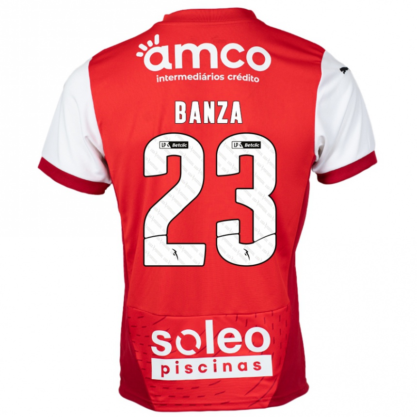 Vaikiškas Simon Banza #23 Raudona Balta Namų Marškinėliai 2024/25 T-Shirt