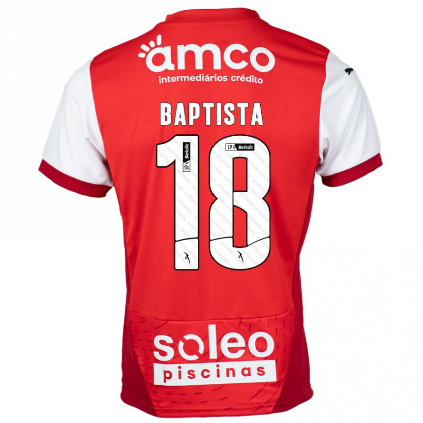 Vaikiškas Tiago Baptista #18 Raudona Balta Namų Marškinėliai 2024/25 T-Shirt