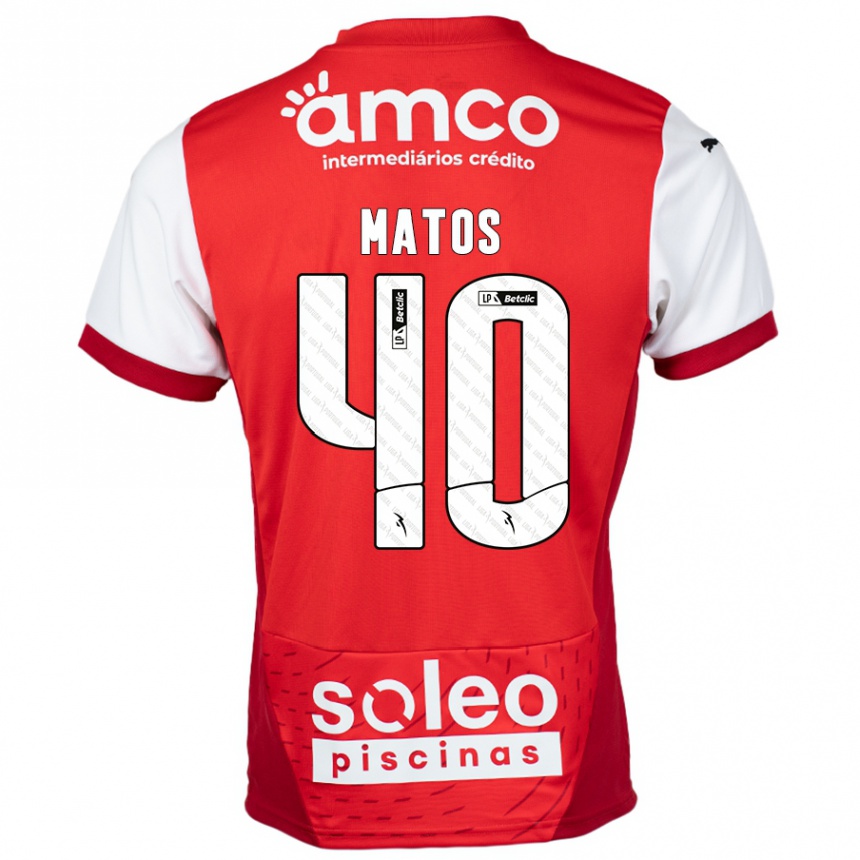 Vaikiškas João Matos #40 Raudona Balta Namų Marškinėliai 2024/25 T-Shirt