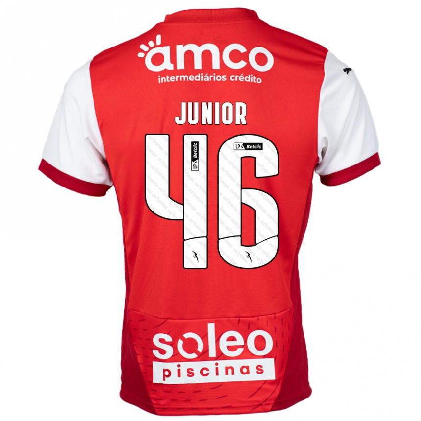 Vaikiškas Mário Junior #46 Raudona Balta Namų Marškinėliai 2024/25 T-Shirt