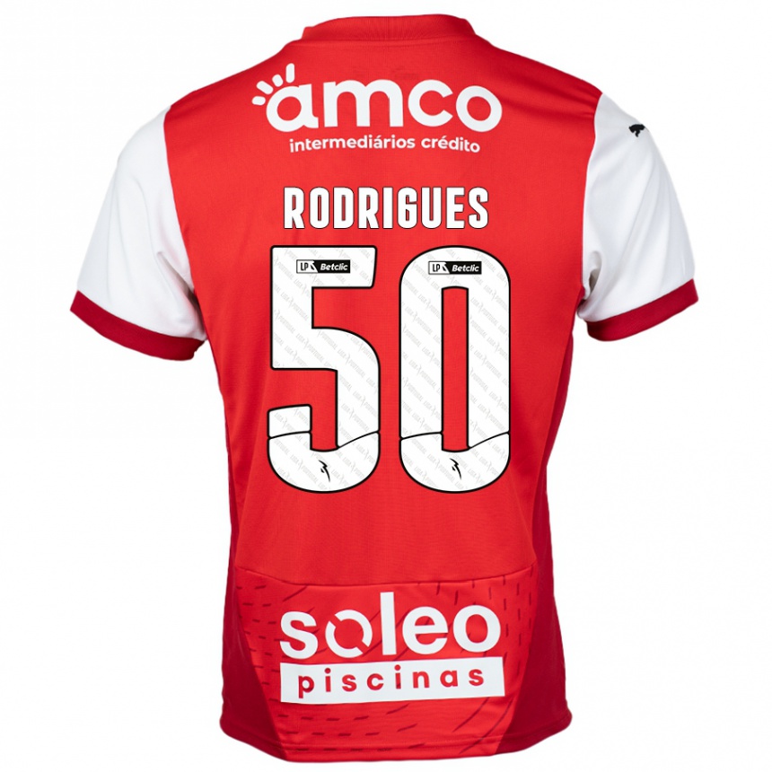 Vaikiškas Diego Rodrigues #50 Raudona Balta Namų Marškinėliai 2024/25 T-Shirt