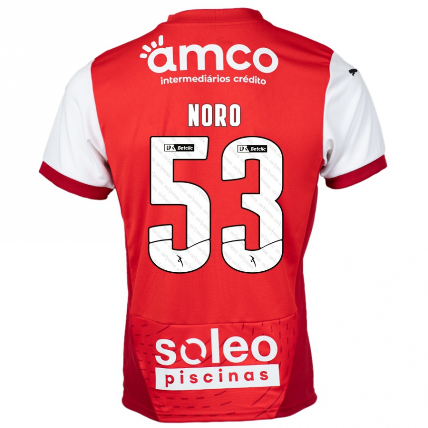 Vaikiškas Jonatás Noro #53 Raudona Balta Namų Marškinėliai 2024/25 T-Shirt