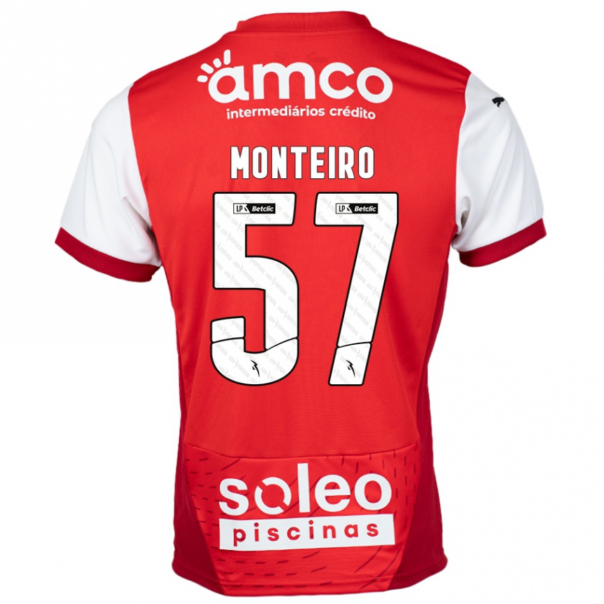 Vaikiškas Jordan Monteiro #57 Raudona Balta Namų Marškinėliai 2024/25 T-Shirt