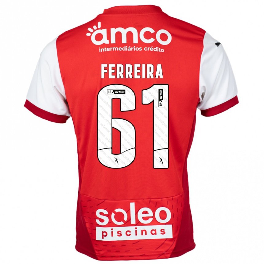 Vaikiškas Tiago Ferreira #61 Raudona Balta Namų Marškinėliai 2024/25 T-Shirt