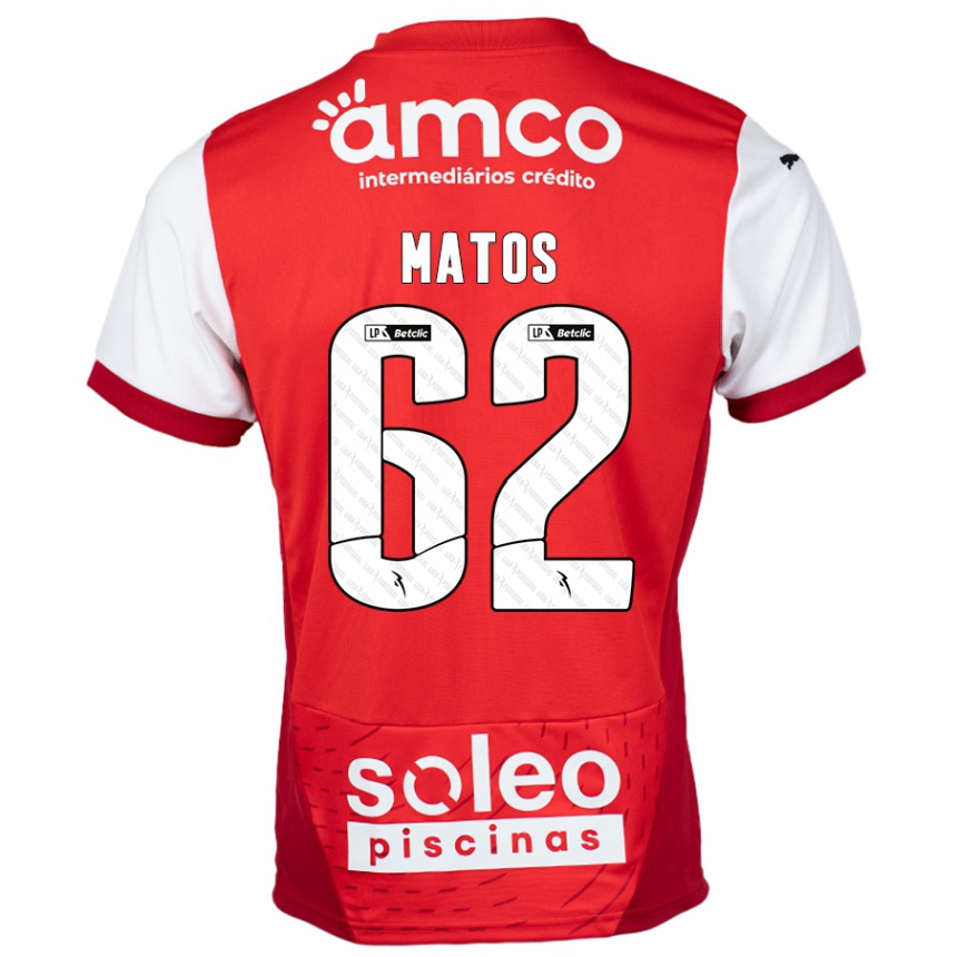 Vaikiškas Nuno Matos #62 Raudona Balta Namų Marškinėliai 2024/25 T-Shirt