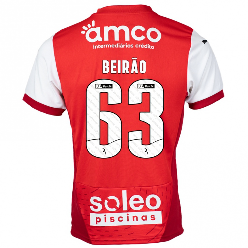 Vaikiškas Rodrigo Beirão #63 Raudona Balta Namų Marškinėliai 2024/25 T-Shirt