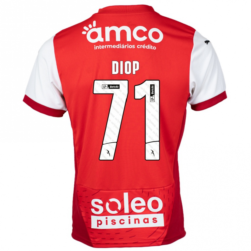 Vaikiškas Mamadou Diop #71 Raudona Balta Namų Marškinėliai 2024/25 T-Shirt