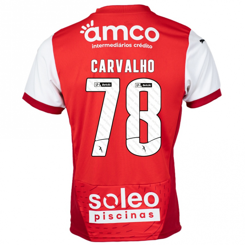 Vaikiškas João Carvalho #78 Raudona Balta Namų Marškinėliai 2024/25 T-Shirt