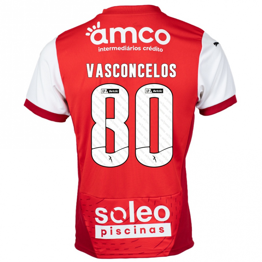 Vaikiškas Vasconcelos #80 Raudona Balta Namų Marškinėliai 2024/25 T-Shirt