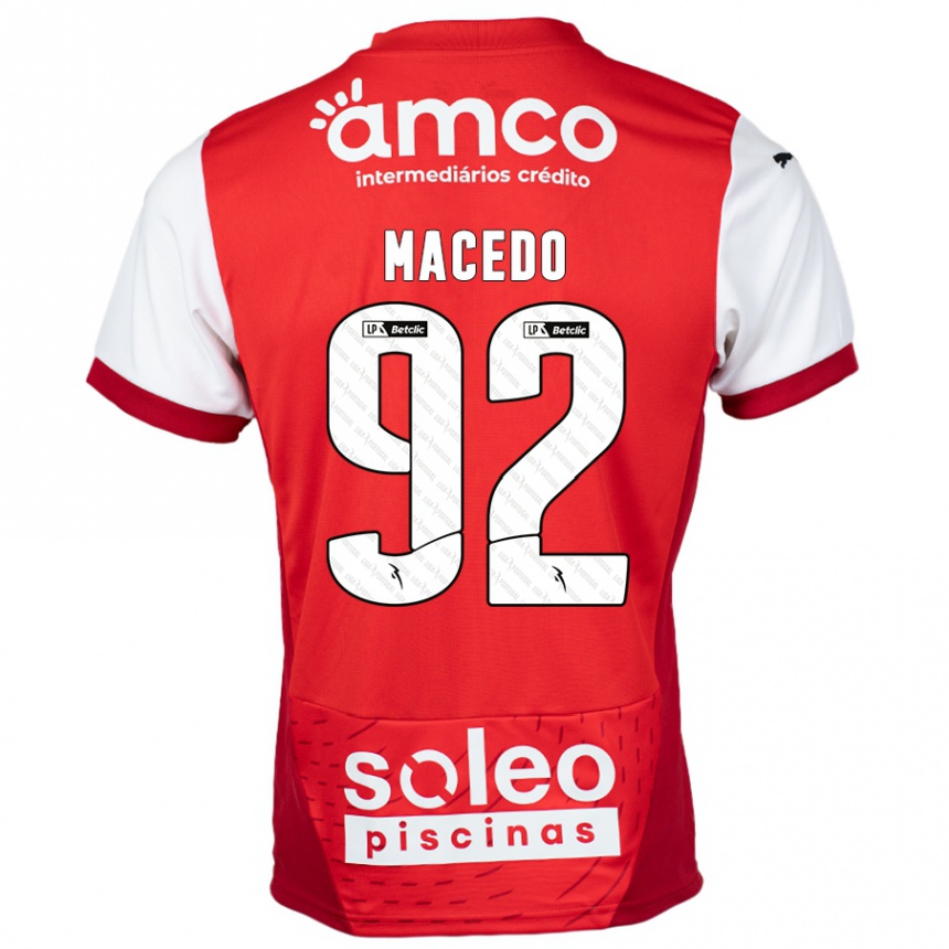 Vaikiškas Rodrigo Macedo #92 Raudona Balta Namų Marškinėliai 2024/25 T-Shirt