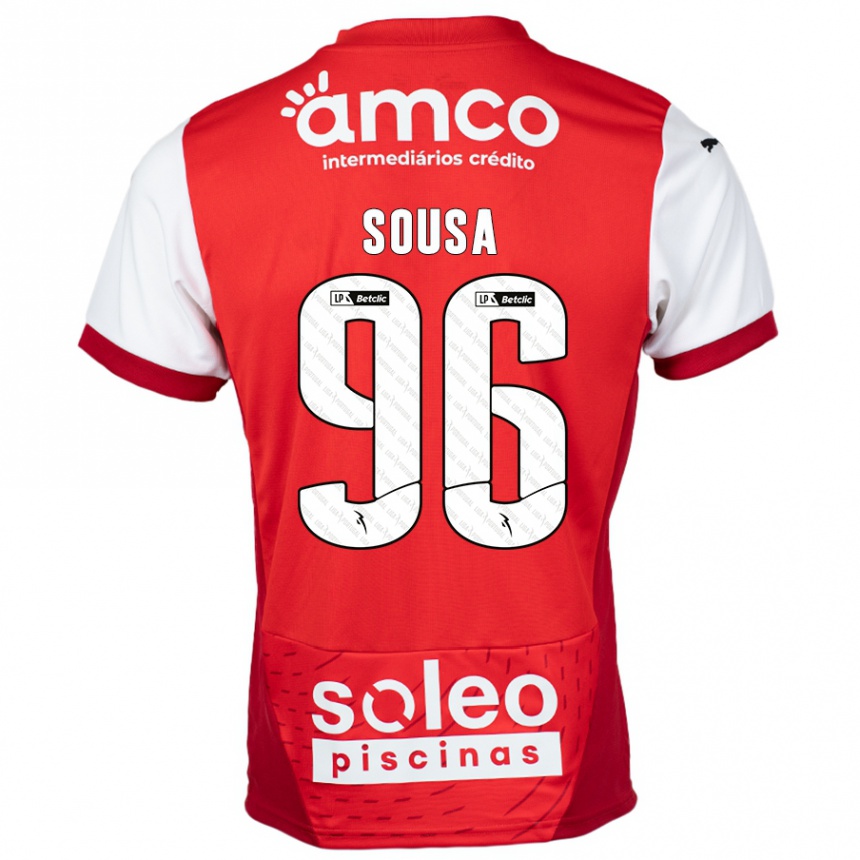 Vaikiškas Afonso Sousa #96 Raudona Balta Namų Marškinėliai 2024/25 T-Shirt