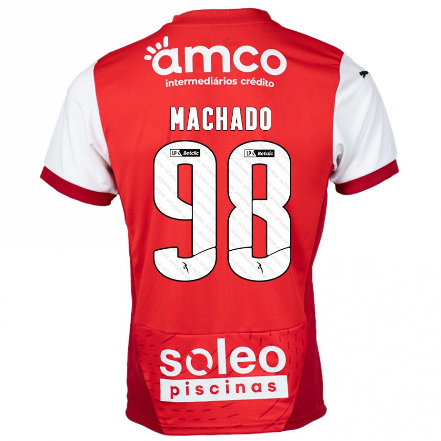 Vaikiškas Gonçalo Machado #98 Raudona Balta Namų Marškinėliai 2024/25 T-Shirt