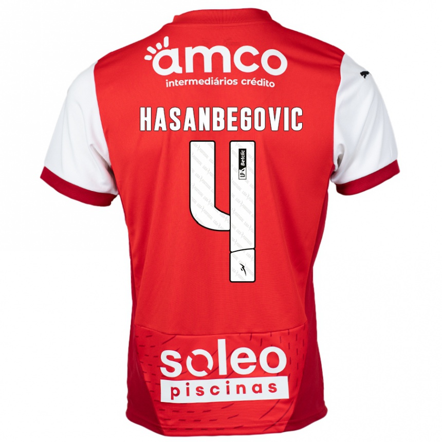 Vaikiškas Melisa Hasanbegović #4 Raudona Balta Namų Marškinėliai 2024/25 T-Shirt