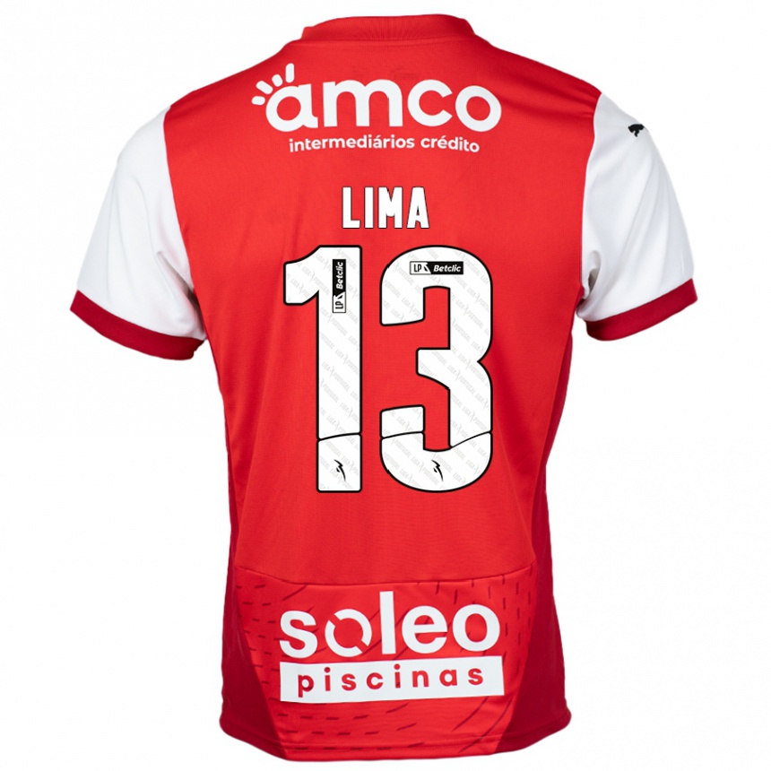 Vaikiškas Aline Lima #13 Raudona Balta Namų Marškinėliai 2024/25 T-Shirt