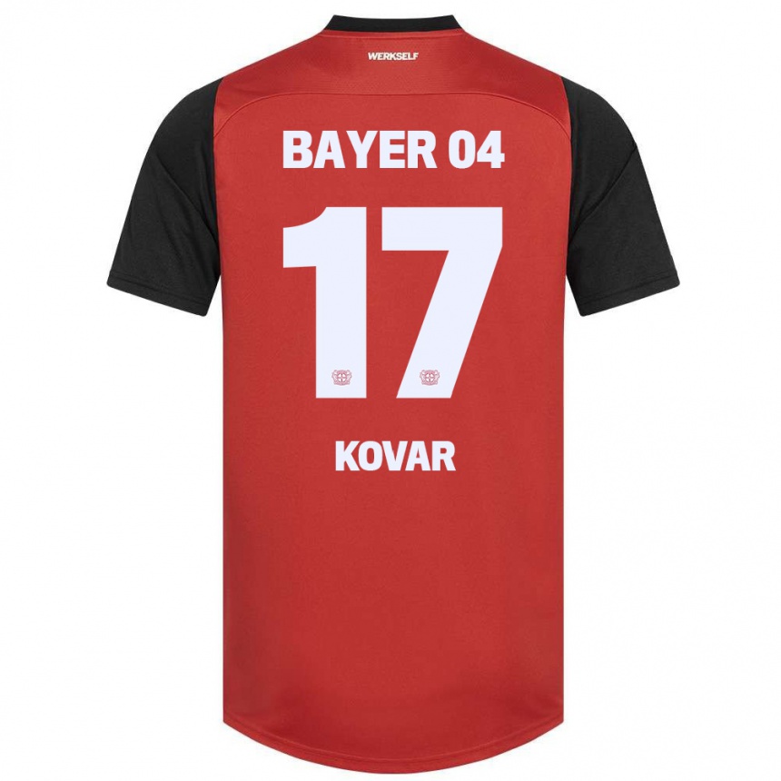 Vaikiškas Matej Kovar #17 Raudona Juoda Namų Marškinėliai 2024/25 T-Shirt