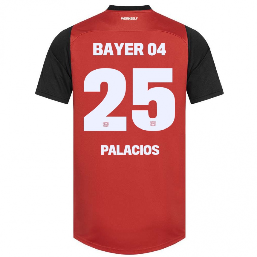 Vaikiškas Exequiel Palacios #25 Raudona Juoda Namų Marškinėliai 2024/25 T-Shirt